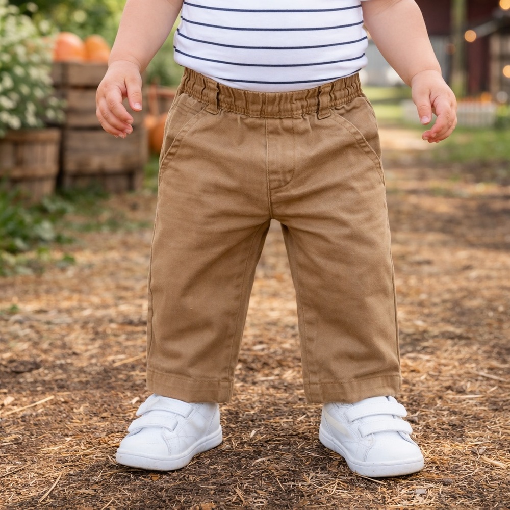 Starting Out Infant Tan Brown Pull-On Pants Size‎ 12M Soft Cotton Baby